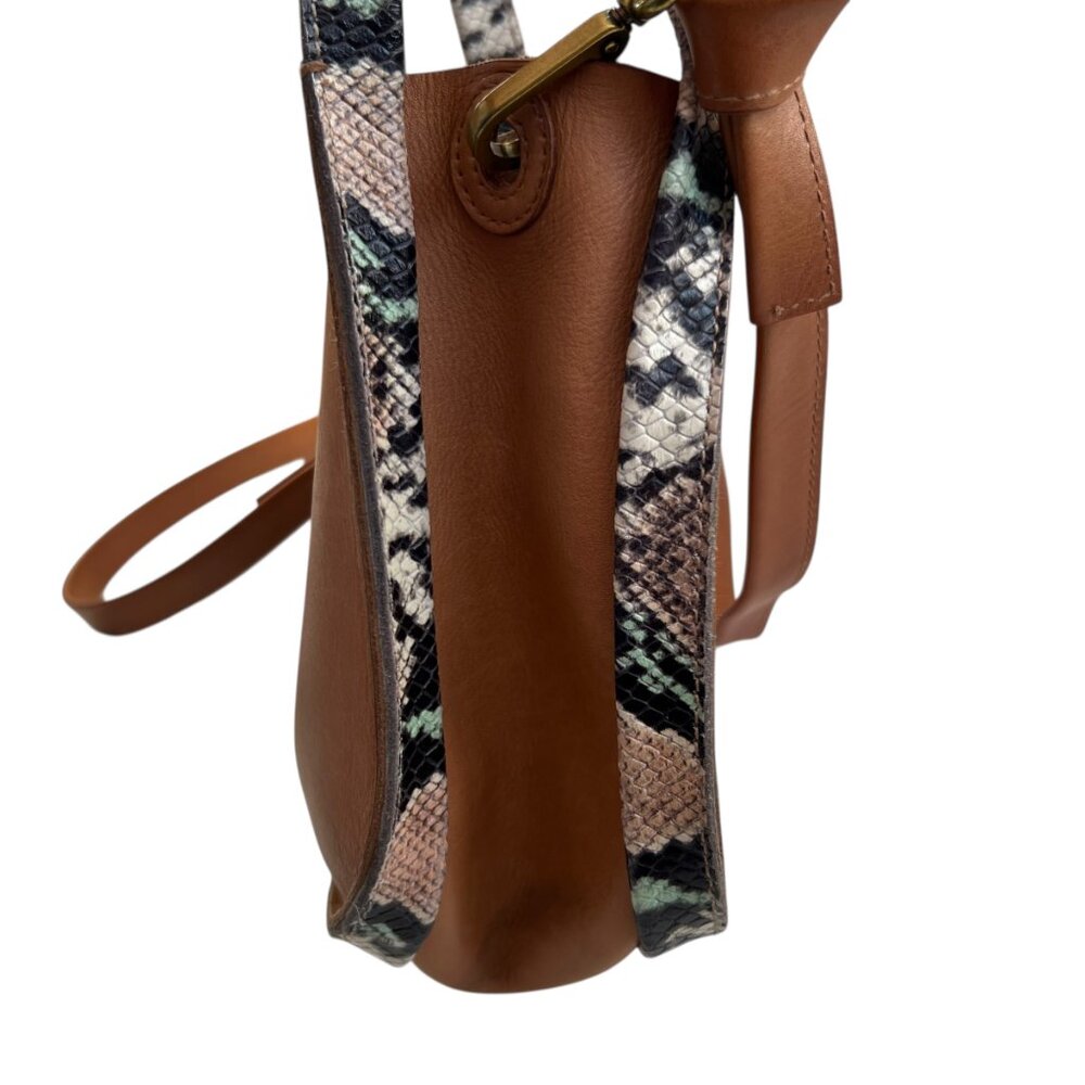 Madewell Sydney Crossbody Bag Snake Embossed Leather brown purse handbag - Picture 5 of 15